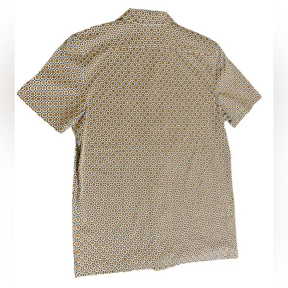 Murano Liquid Luxury Slim Fit Notch Collar Button-Up Shirt Brown/White Size M - Picture 3 of 12